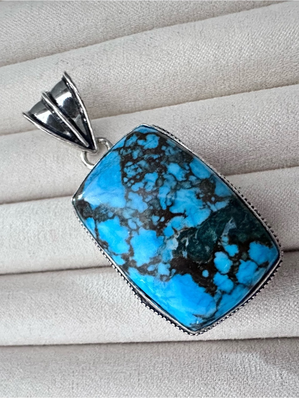Artisan Turquoise Blue and Black Matrix Pendant